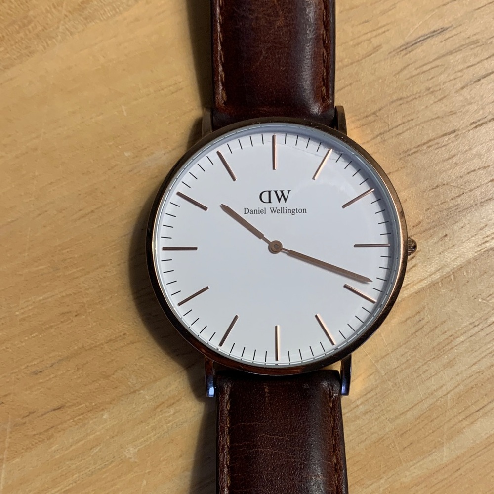 Daniel Wellington Classic White Dial Watch with Brown Leather Strap Rose Gold - Picture 7 of 11